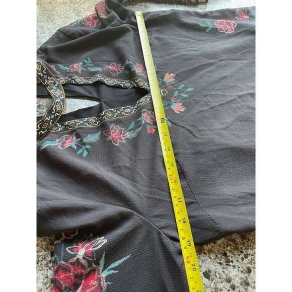 Flying Tomato Floral Embroidered Bell Sleeve Tunic Mini Dress Women's M - Picture 13 of 16